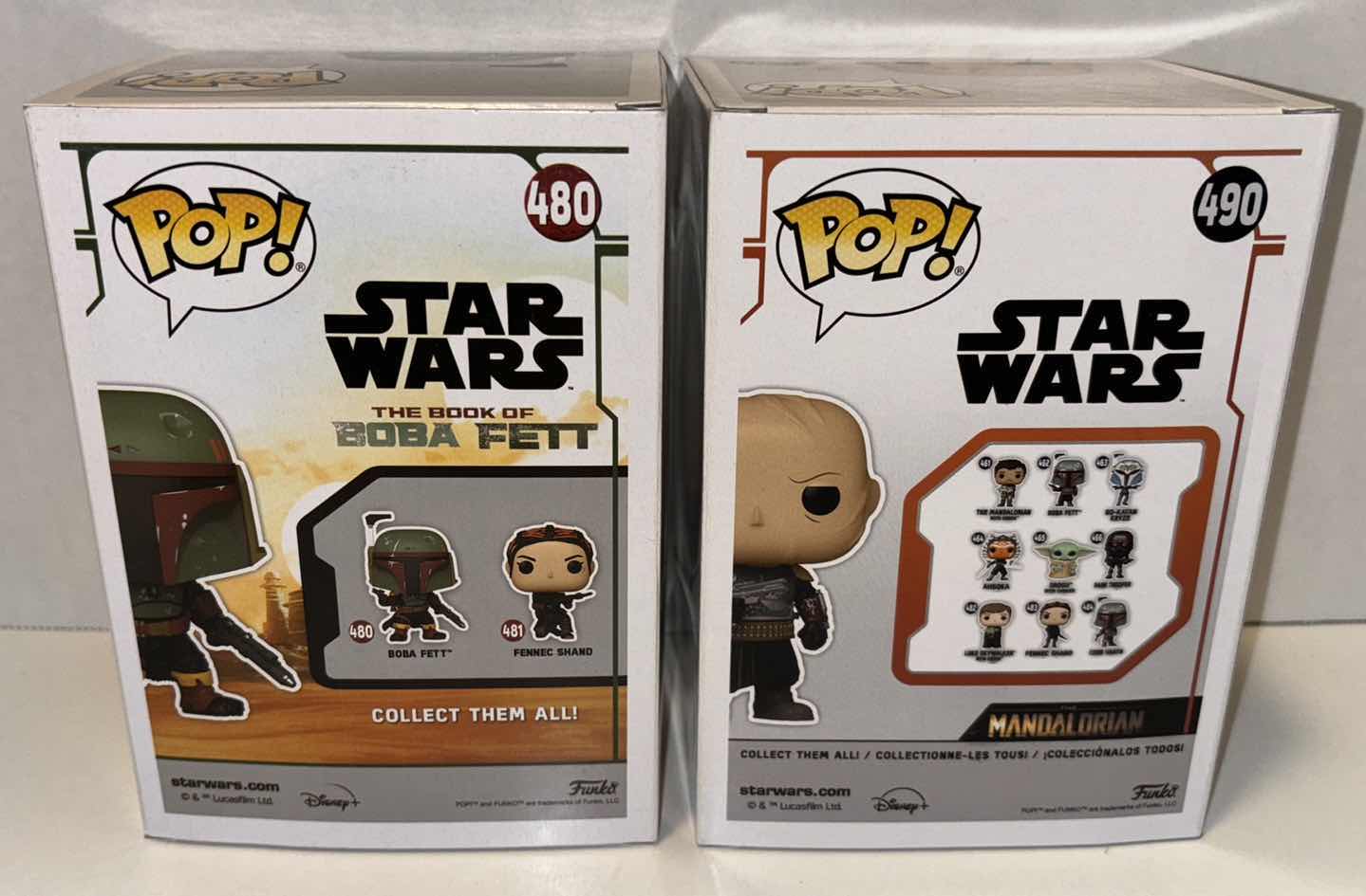 Photo 1 of NEW FUNKO POP! 2-PACK STAR WARS BOBBLE-HEAD VINYL FIGURES, #480 “BOBA FETT” THE BOOK OF BOBA FETT & #490 “BOBA FETT” THE MANDALORIAN