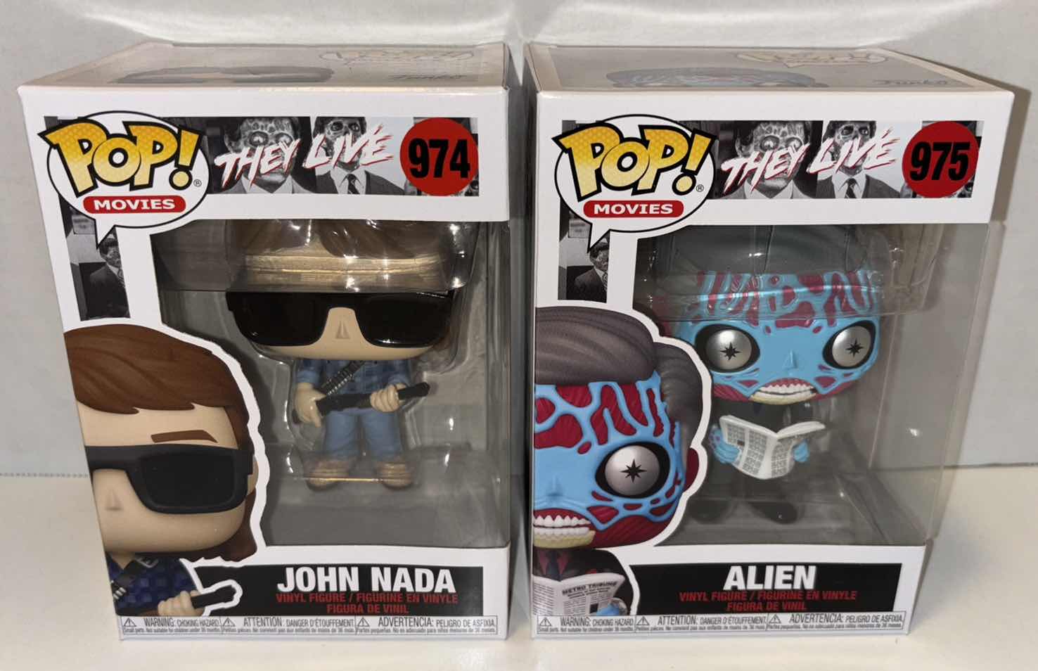 Photo 1 of NEW FUNKO POP! MOVIES 2-PACK THEY LIVE VINYL FIGURES, #974 “JOHN NADA” & #975 “ALIEN”