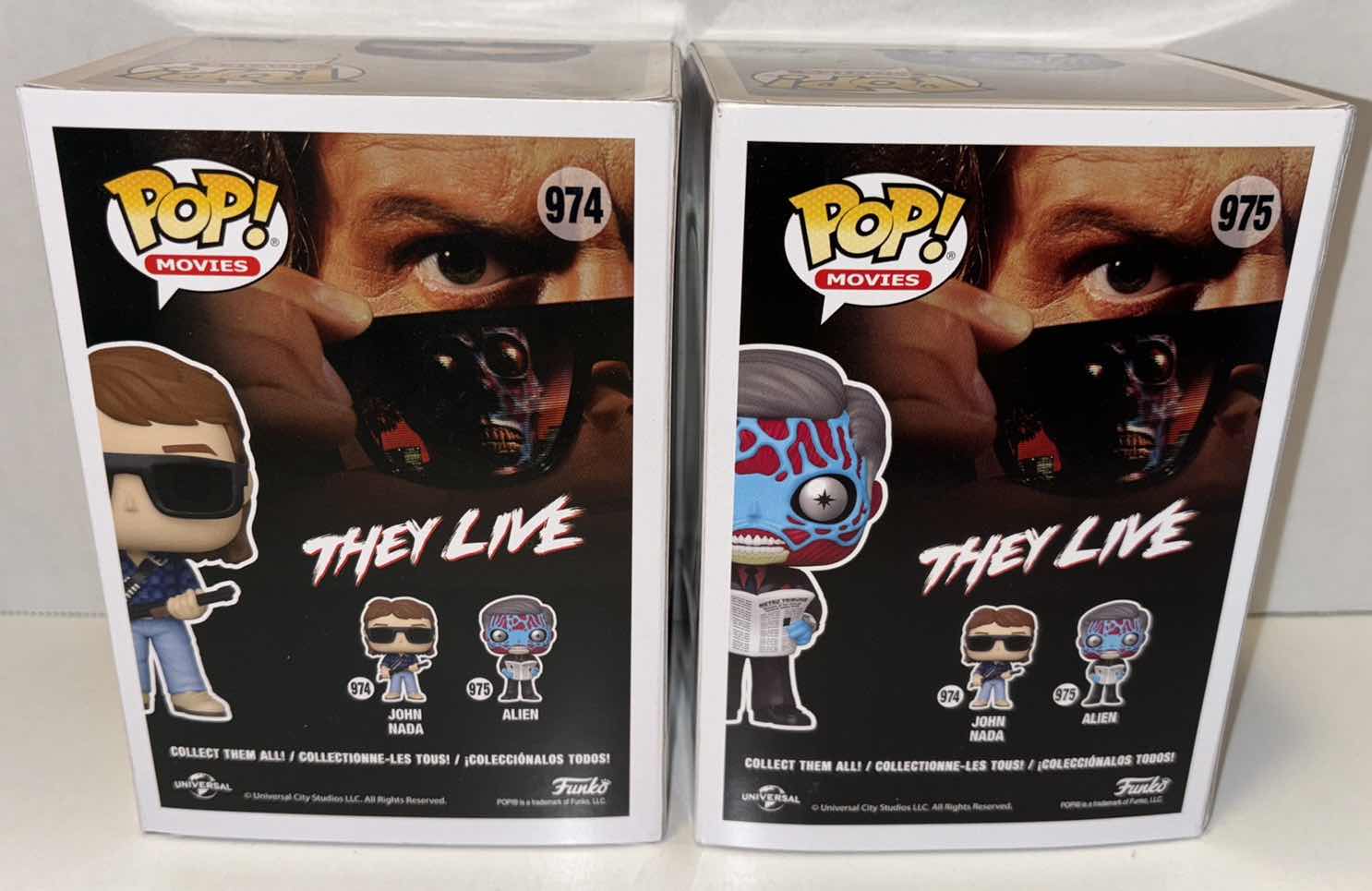 Photo 1 of NEW FUNKO POP! MOVIES 2-PACK THEY LIVE VINYL FIGURES, #974 “JOHN NADA” & #975 “ALIEN”