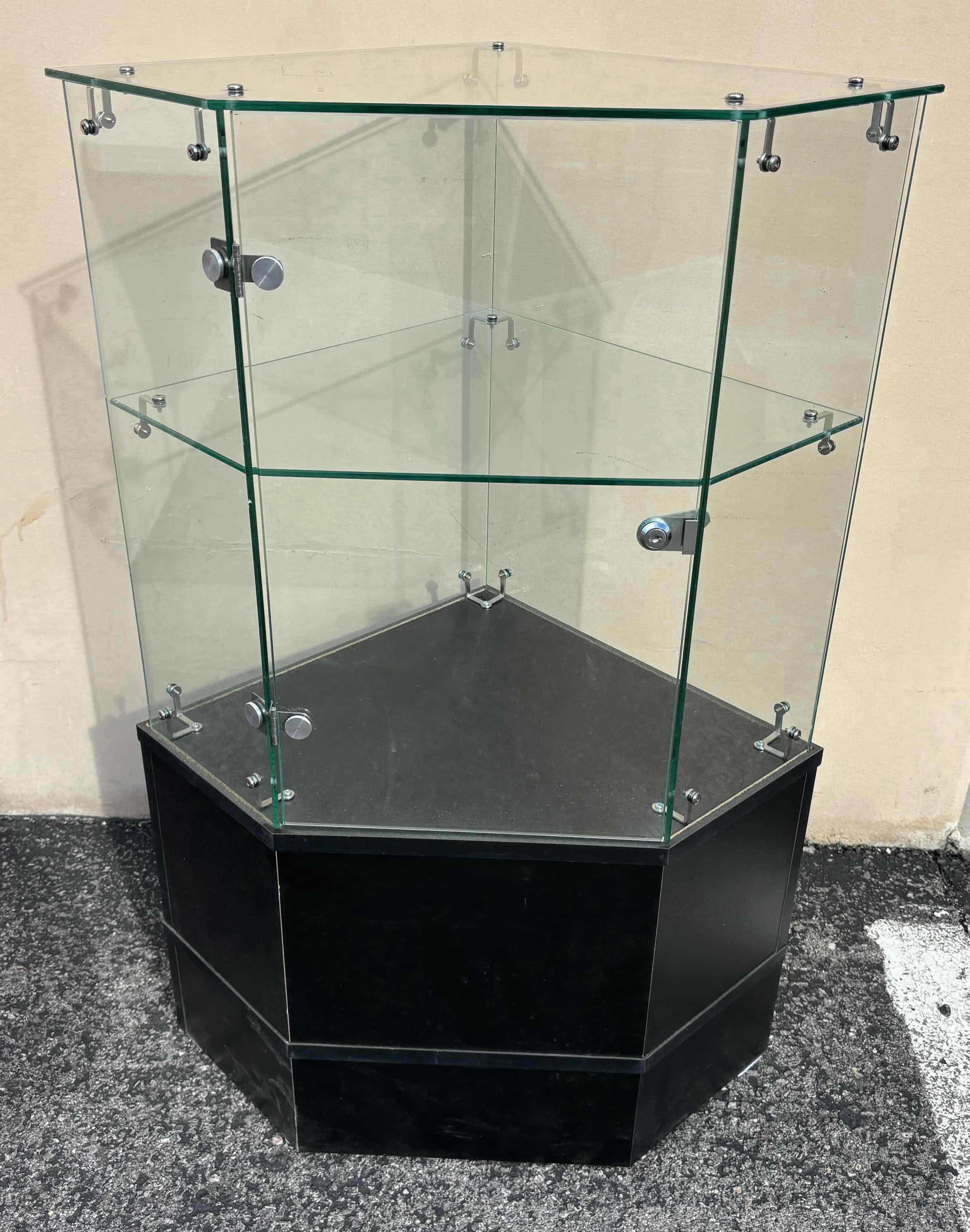 Photo 1 of HALF VISION PENTAGON CORNER CASE WITH SWING DOOR & LOCK BLACK 18" X 18” H38”