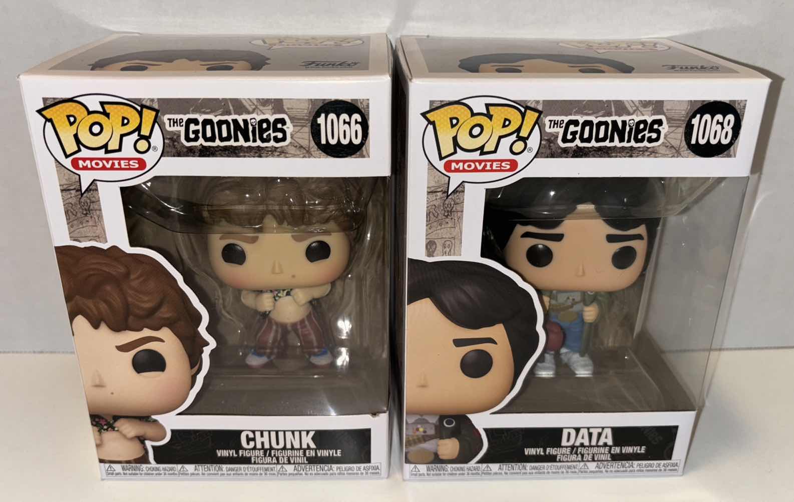 Photo 1 of NEW FUNKO POP!MOVIES GOONIES 2-PACK VINYL FIGURES, #1066 CHUNK & #1068 DATA