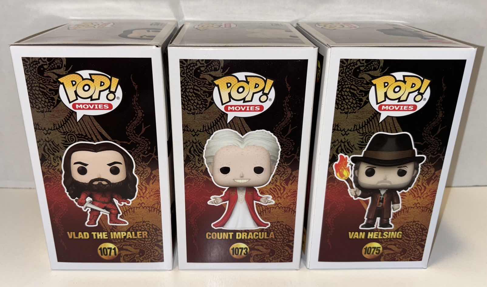 Photo 1 of NEW FUNKO POP! MOVIES 3-PACK BRAM STOKER’S DRACULA VINYL FIGURES, #1071 VLAD THE IMPALER #1073 COUNT DRACULA #1075 VAN HELSING
