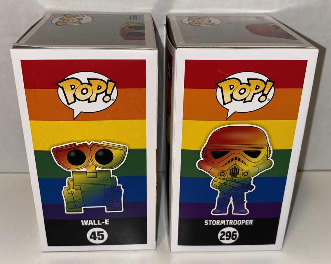 Photo 1 of NEW FUNKO POP! RAINBOW DISNEY COLLECTION VINYL FIGURES, #45 WALL-E & #296 STORM TROOPER