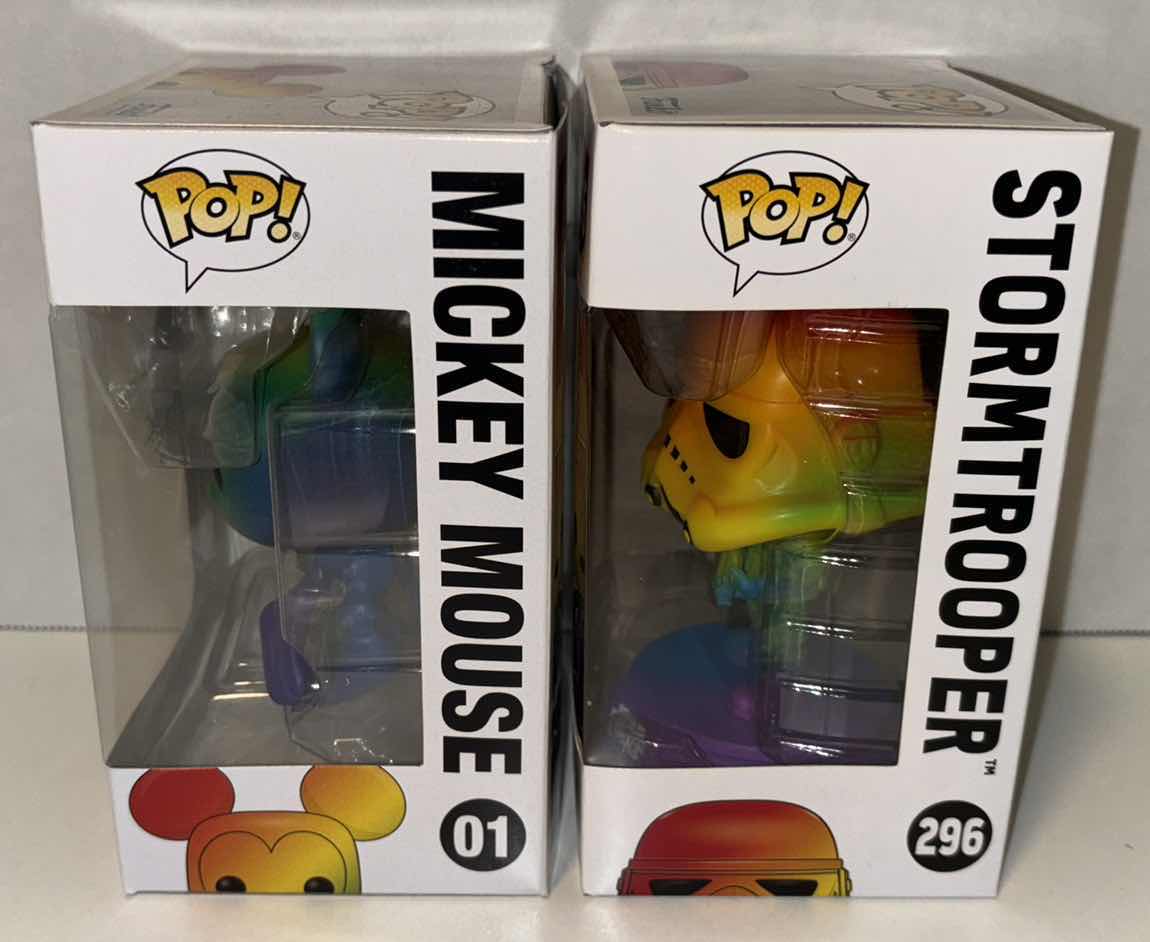 Photo 5 of NEW FUNKO POP! RAINBOW DISNEY COLLECTION VINYL FIGURES, #01 MICKEY MOUSE & #296 STORM TROOPER