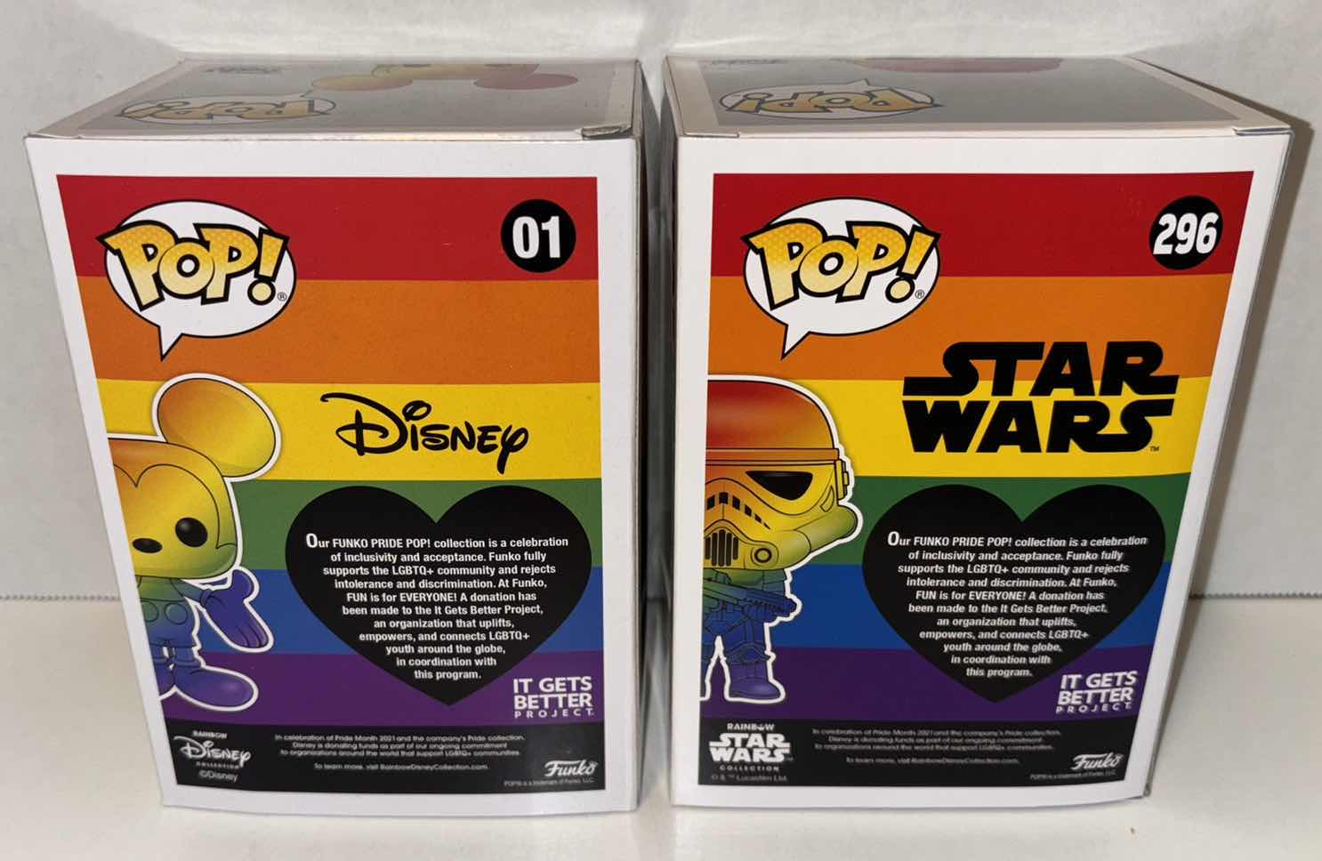 Photo 6 of NEW FUNKO POP! RAINBOW DISNEY COLLECTION VINYL FIGURES, #01 MICKEY MOUSE & #296 STORM TROOPER