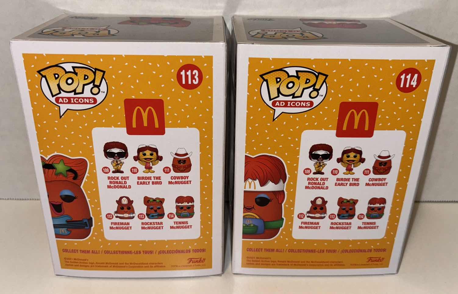 Photo 1 of NEW FUNKO POP! AD ICONS VINYL FIGURES, #113 ROCKSTAR MCNUGGET & #114 TENNIS MCNUGGET