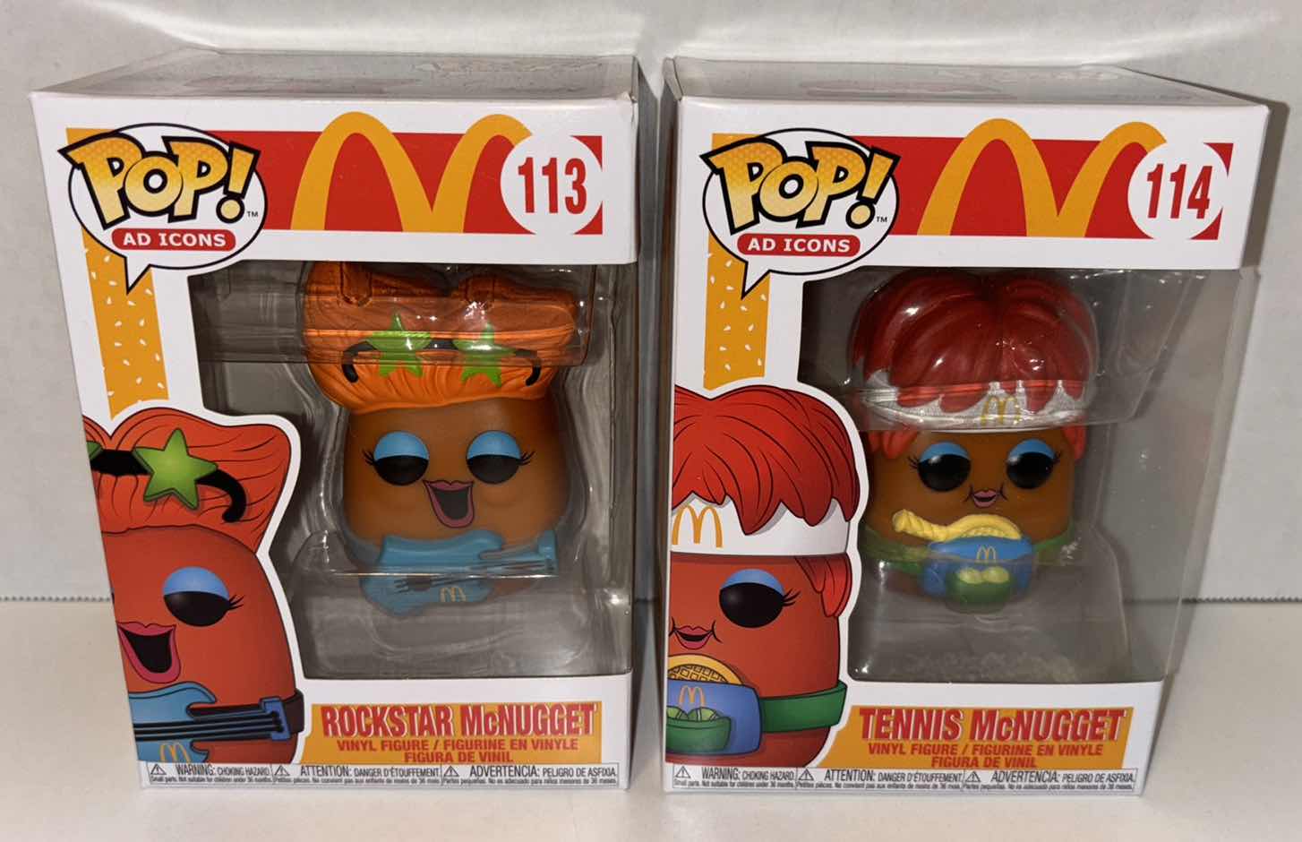 Photo 1 of NEW FUNKO POP! AD ICONS VINYL FIGURES, #113 ROCKSTAR MCNUGGET & #114 TENNIS MCNUGGET