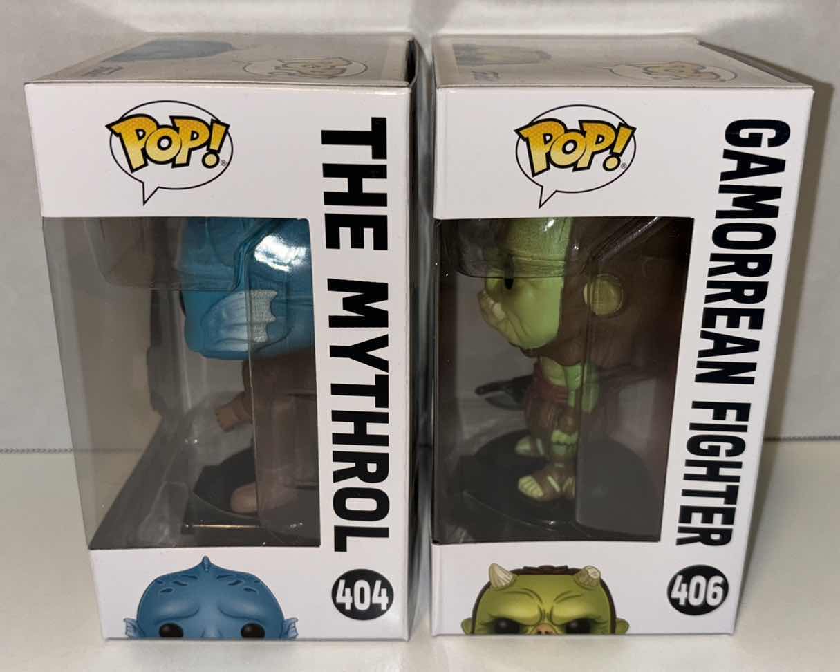Photo 1 of NEW FUNKO POP! STAR WARS BOBBLE-HEAD VINYL FIGURES, #404 THE MYTHROL & #406 GAMORREAN FIGHTER