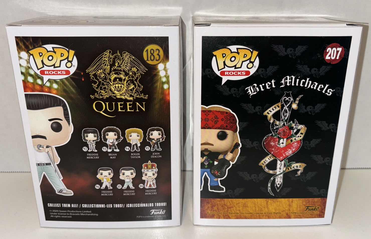 Photo 1 of NEW FUNKO POP! ROCKS VINYL FIGURES, #183 QUEEN- FREDDIE MERCURY & #207 BRET MICHAELS