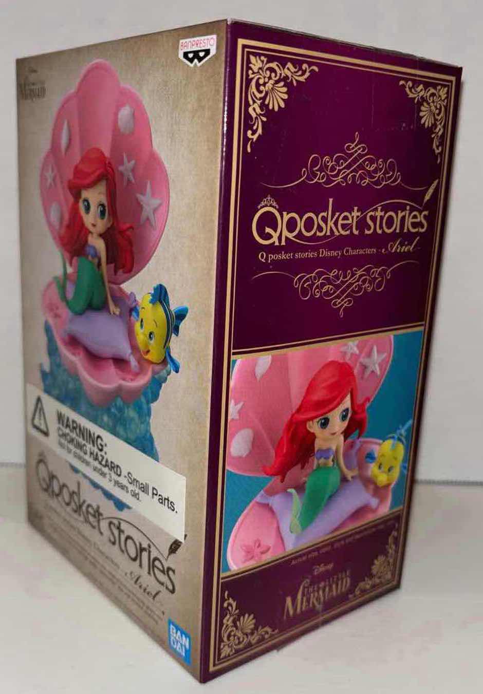 Photo 1 of NEW BANDAI Q POSKET STORIES, 2-PACK THE LITTLE MERMAID STATUE VERSION A (PINK) & VERSION B (PURPLE)