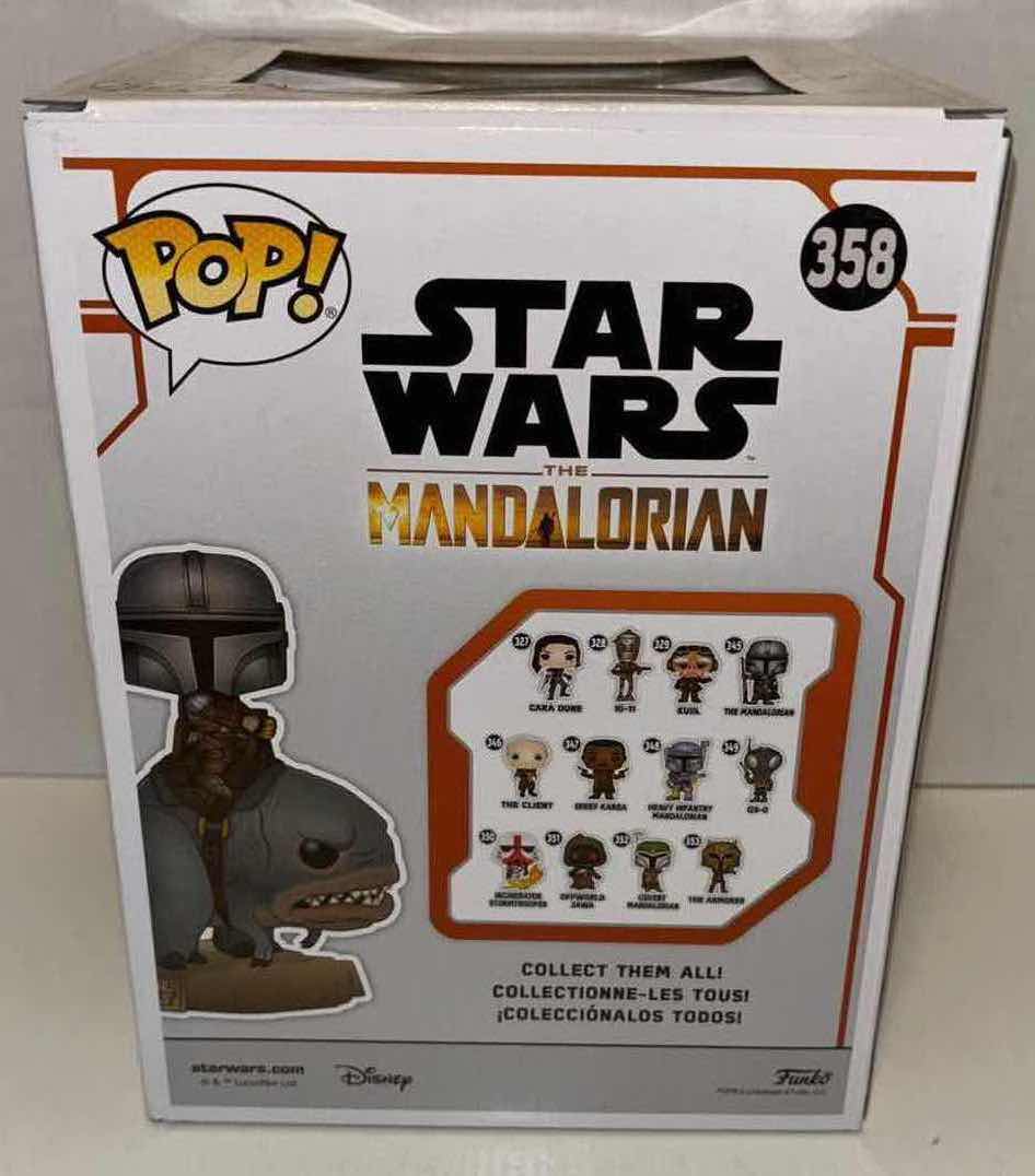 Photo 1 of NEW FUNKO POP! STAR WARS THE MANDALORIAN BOBBLE-HEAD VINYL FIGURE, #358 THE MANDALORIAN ON BLURRG