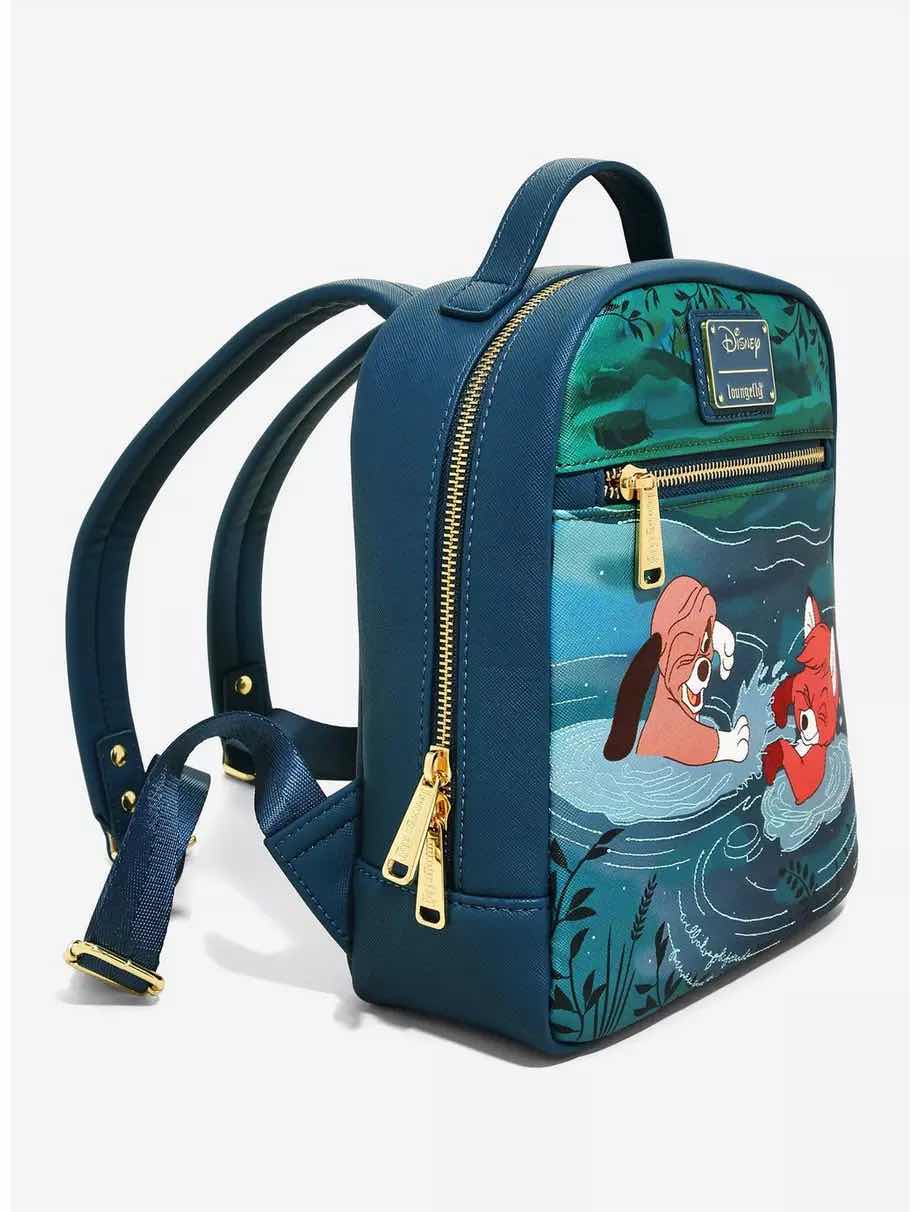 Photo 1 of NEW LOUNGEFLY 707 STREET EXCLUSIVE DISNEY’S FOX & THE HOUND “WATER FIGHT” MINI BACKBACK