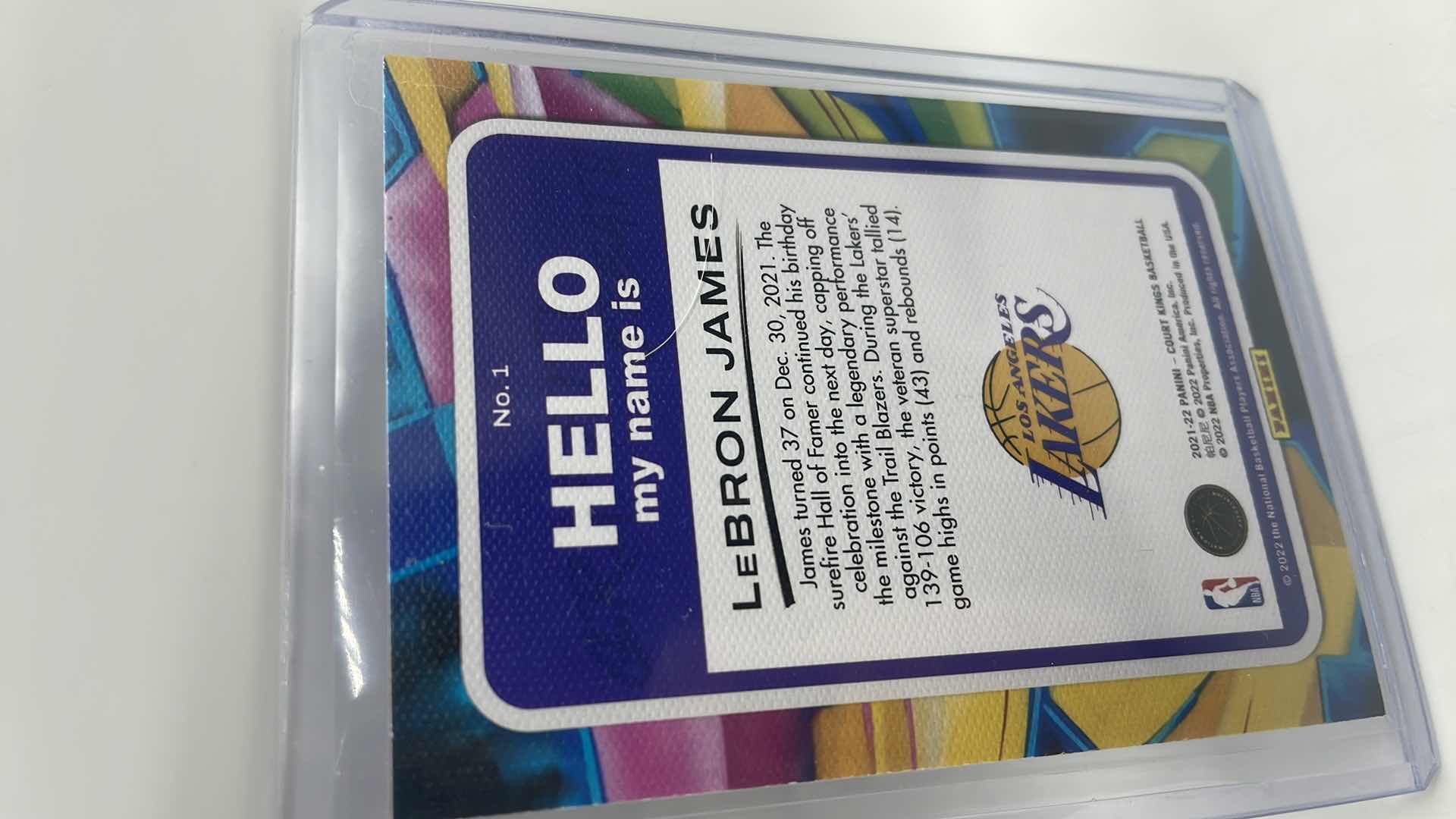 Photo 1 of 2021-22 LEBRON JAMES PANINI CARD 1