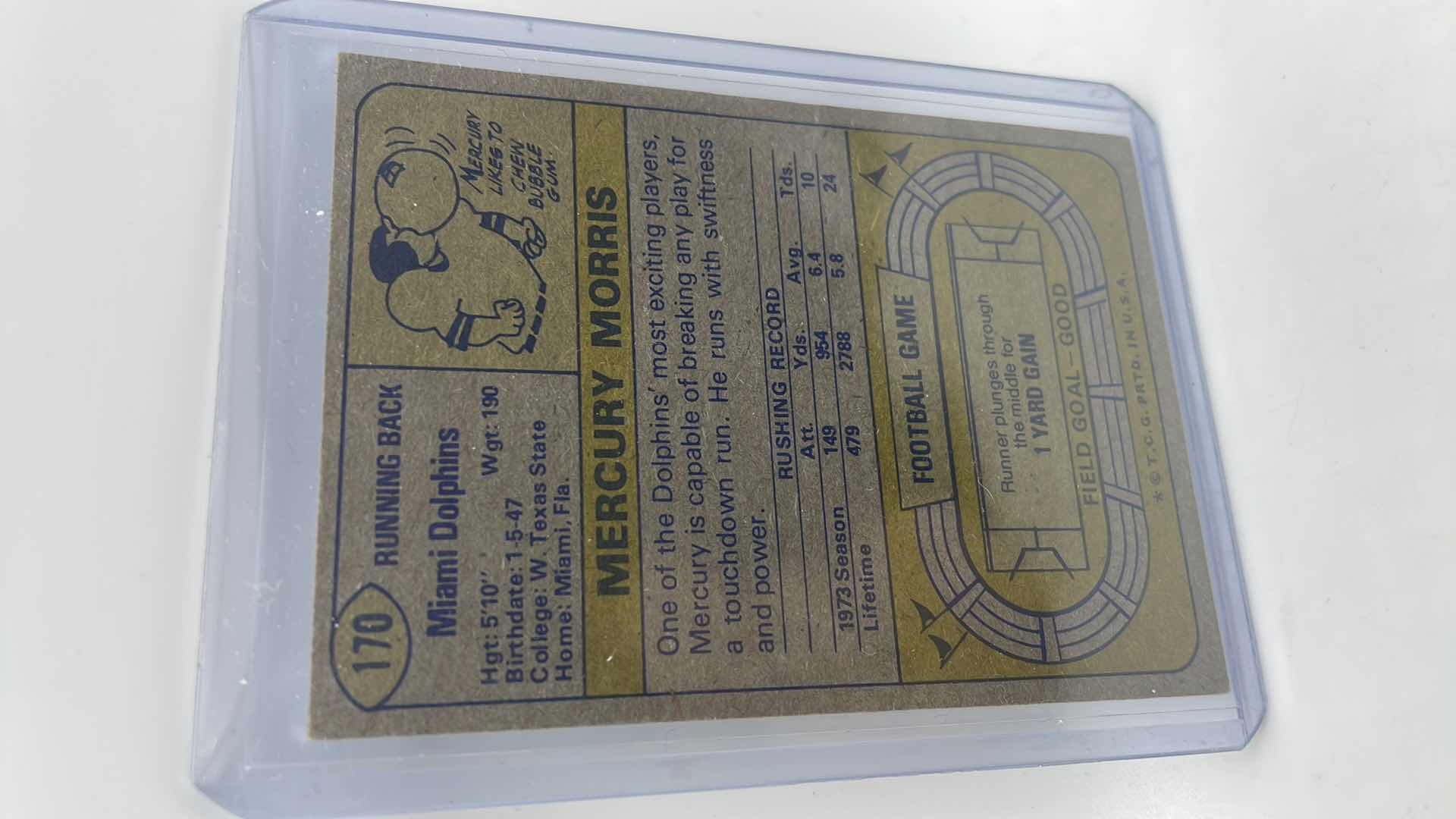 Photo 1 of 1974 MERCURY MORRIS TOPPS CARD 170