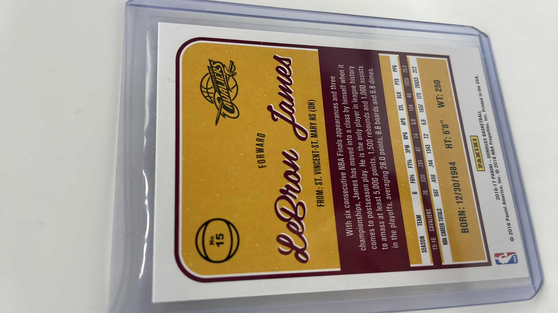 Photo 1 of 2016-17 LEBRON JAMES PANINI CARD 15