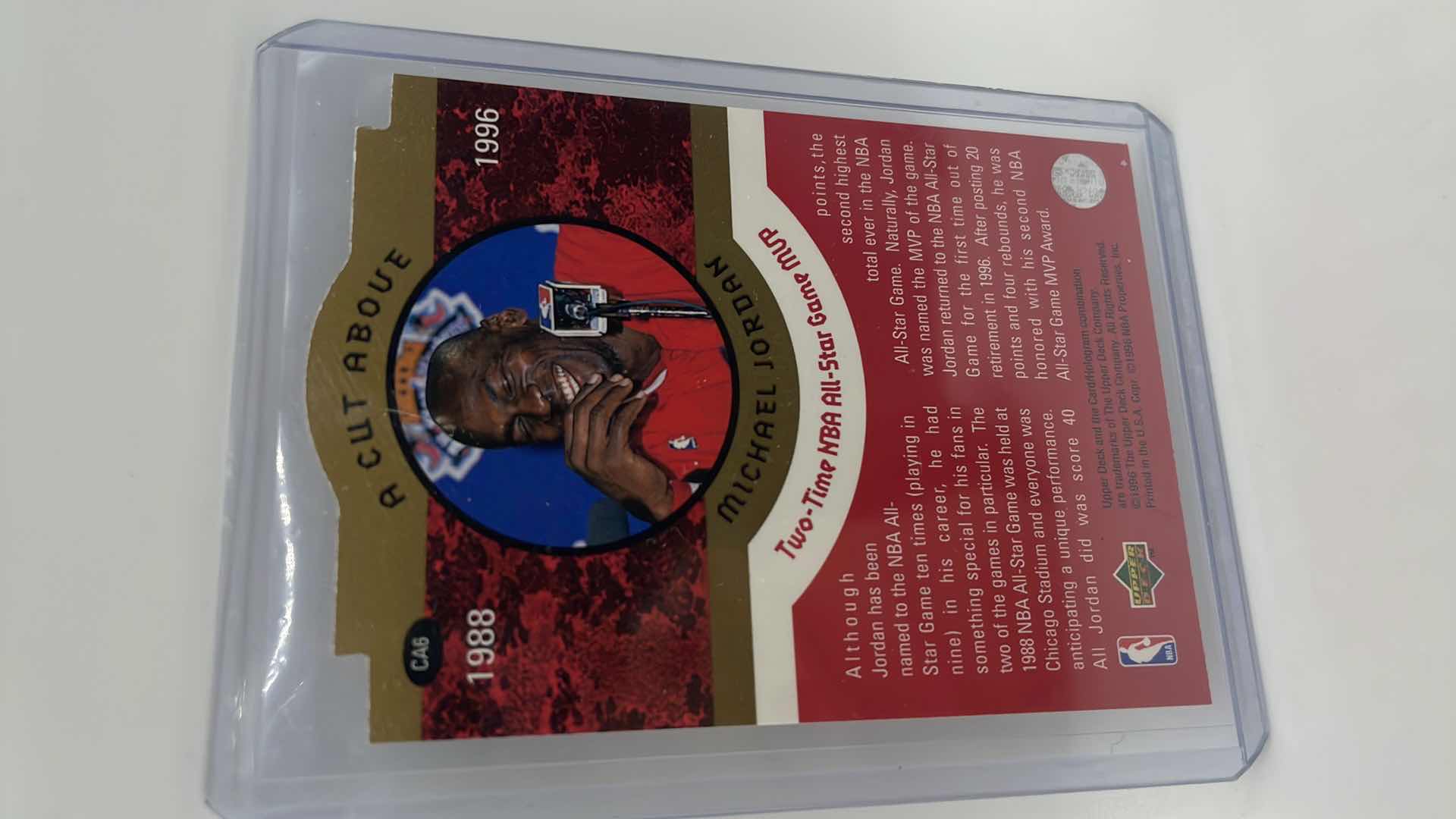 Photo 1 of 1996 MICHAEL JORDAN UPPER DECK ABOVE THE CUT CARD 6