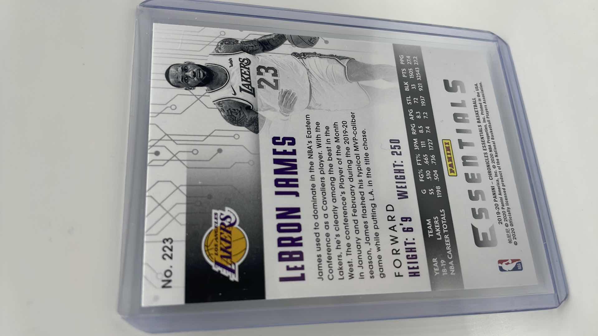 Photo 1 of 2019-20 LEBRON JAMES PANINI CARD 223