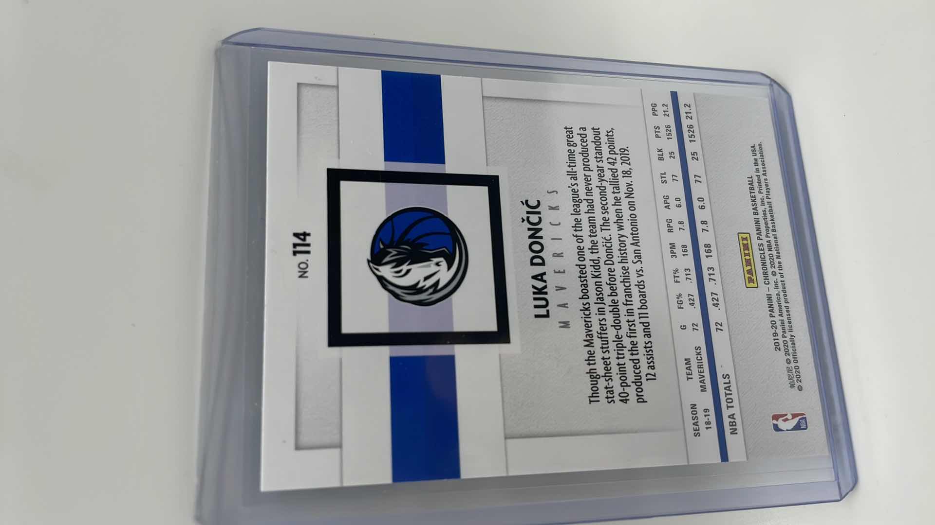 Photo 2 of 2019-20 LUKA DONCIC PANINI CARD 114