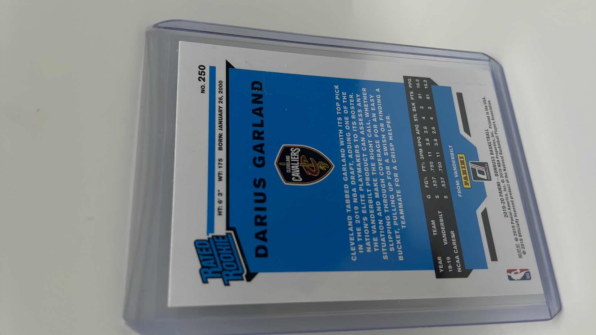 Photo 1 of 2019-20 DARIUS GARLAND PANINI ROOKIE CARD 250