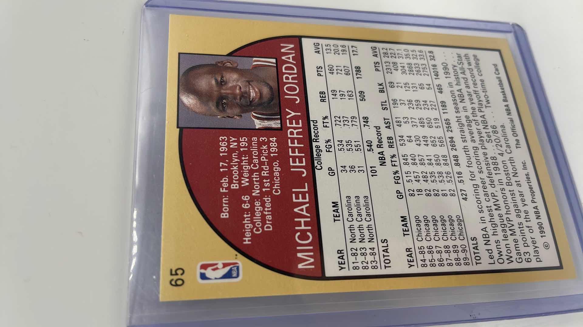 Photo 1 of 1990 MICHAEL JORDAN NBA HOOPS CARD 65
