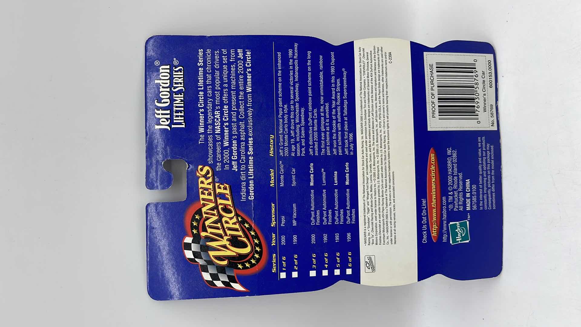 Photo 1 of 2000 JEFF GORDON 24 NASCAR LIFETIME SERIES DIECAST CAR