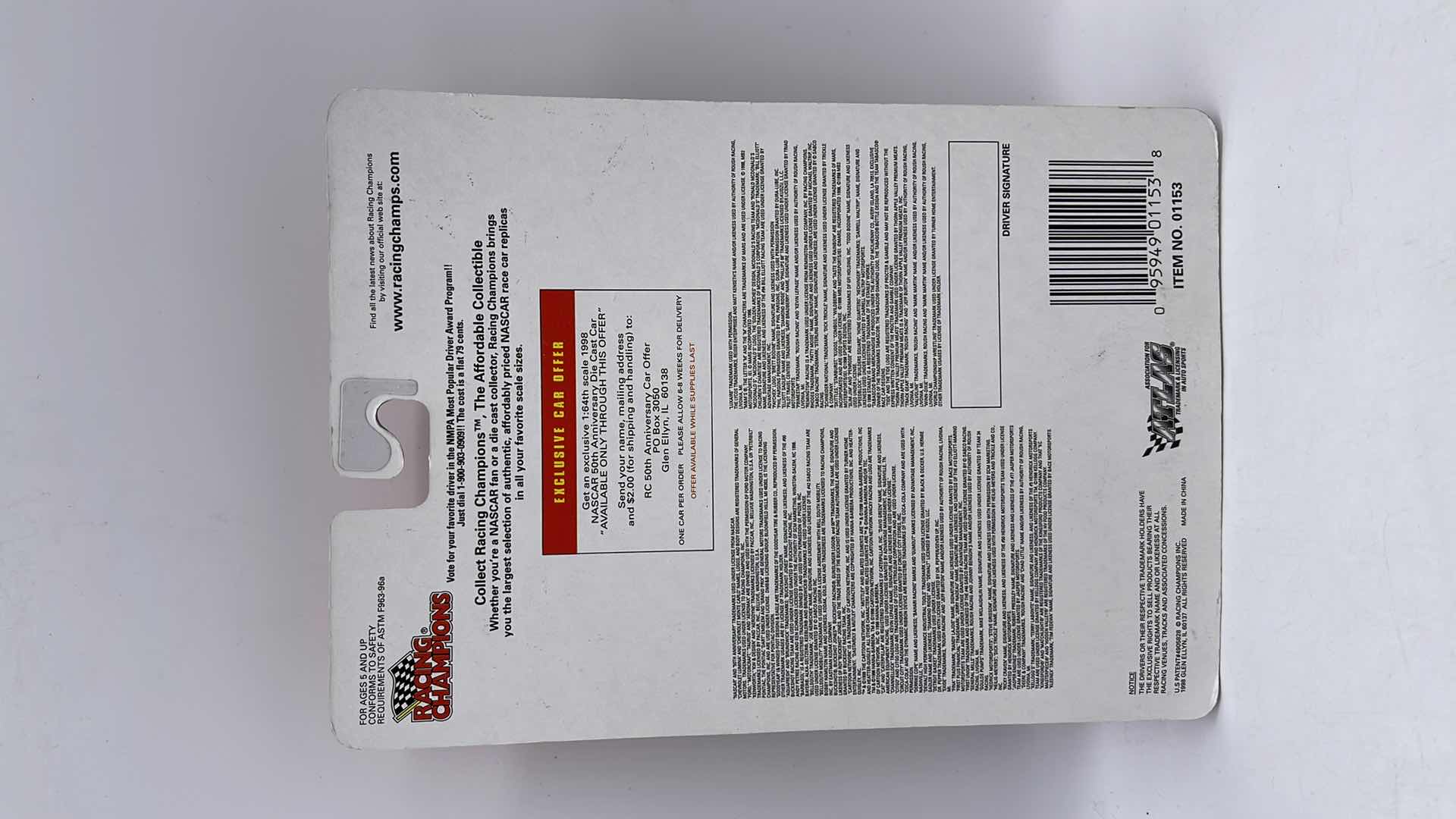 Photo 3 of 1998 JEFF BURTON #99 RACING CHAMPIONS 50TH ANNIVERSARY EDITION DIECAST CAR