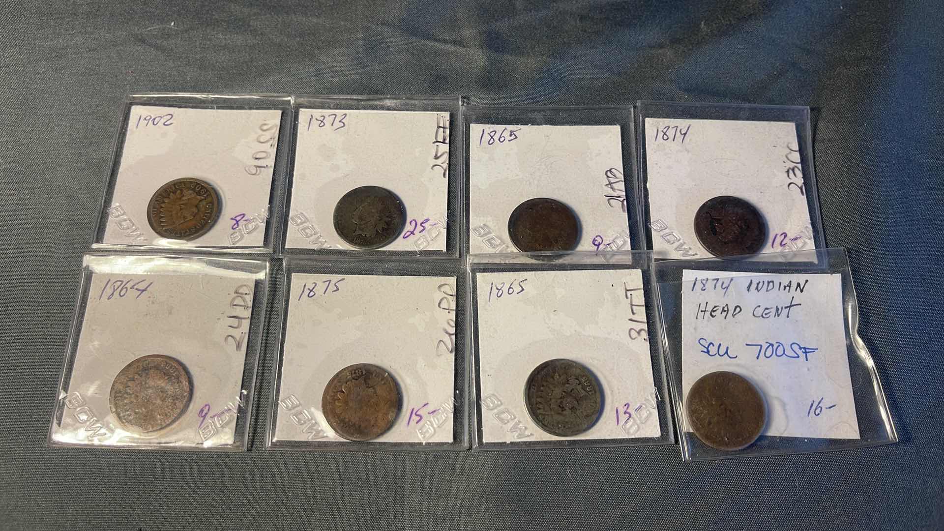 Photo 1 of 8 ANTIQUE INDIAN HEAD COLLECTOR CENT COINS