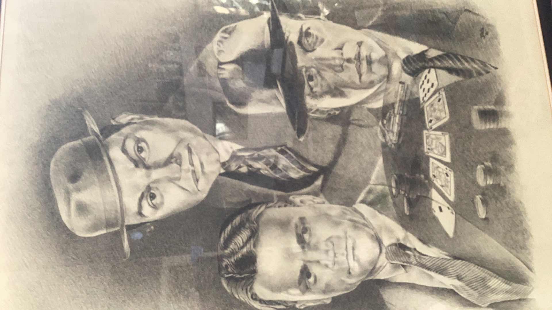 Photo 1 of LARGE ORIGINAL PENCIL DRAWING 40” X H 50” BOGART, CAGNEY,  ROBINSON