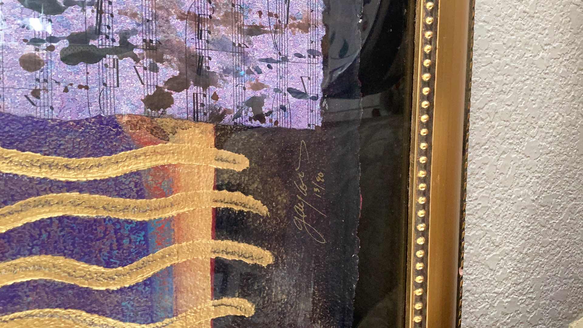 Photo 1 of LARGE WOODEN FRAMED 38” X H 50” RAVELS BOLERO RARE SIGNED PRINT