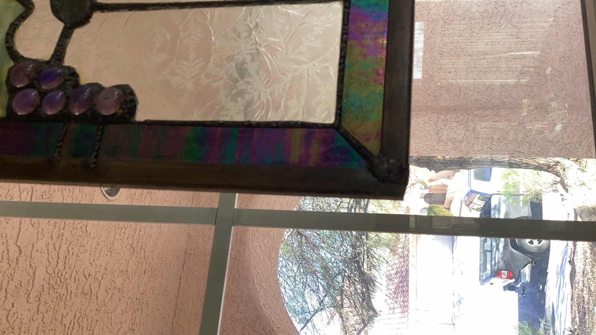 Photo 1 of LARGE GRAPE STAINED GLASS DECORATION 36”  X H 13”