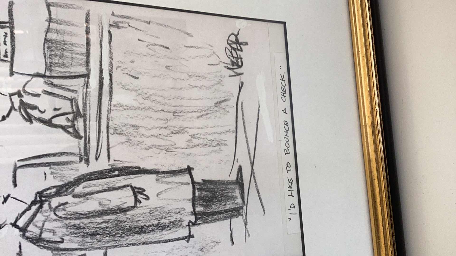 Photo 1 of VINTAGE NEW YORKER PREMIUM GICLEE PRINT “I’D LIKE TO BOUNCE A CHECK”  CROSSGATE GALLERY 11” X H 17”