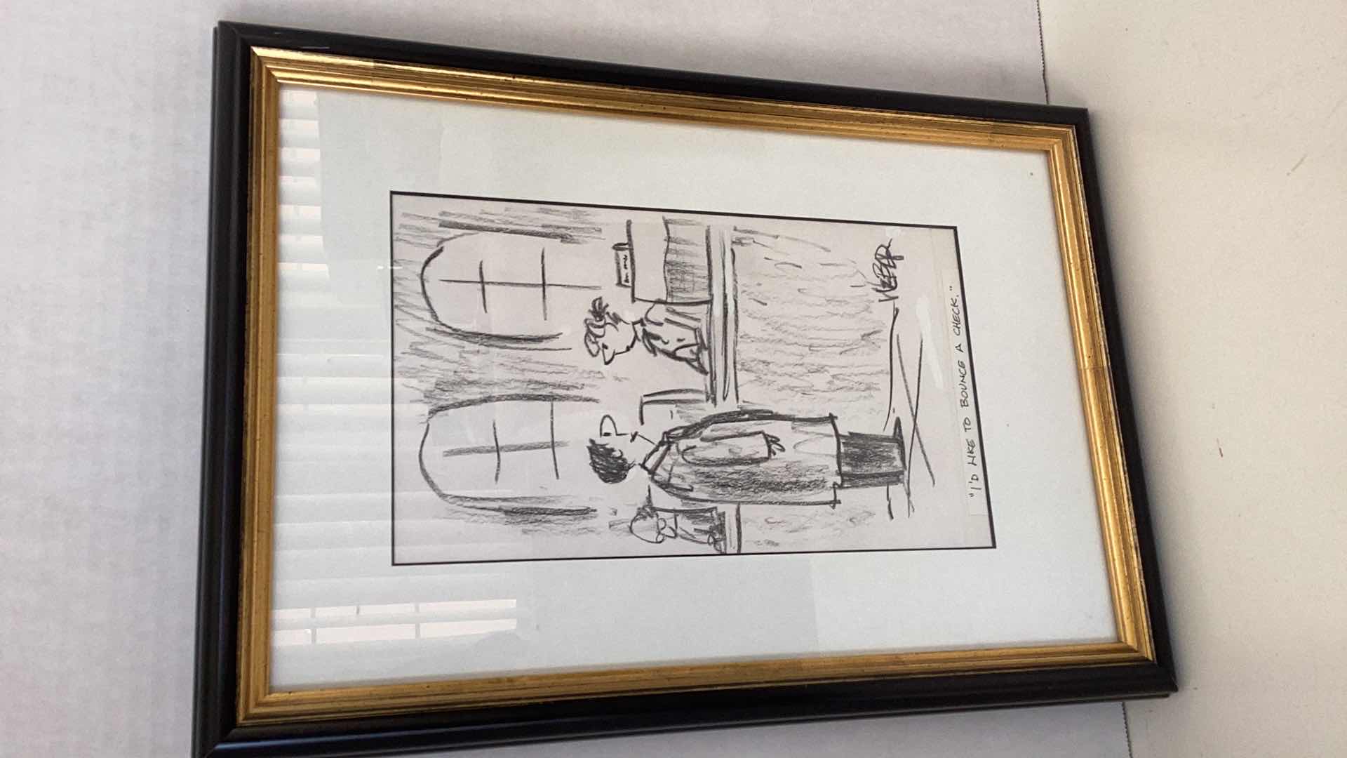 Photo 1 of VINTAGE NEW YORKER PREMIUM GICLEE PRINT “I’D LIKE TO BOUNCE A CHECK”  CROSSGATE GALLERY 11” X H 17”