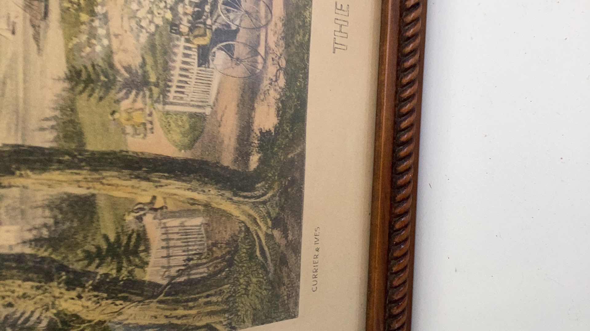 Photo 1 of VINTAGE THE SEASON OF BLOSSOMS CURRIER AND IVES PRINT 17” X H 14”