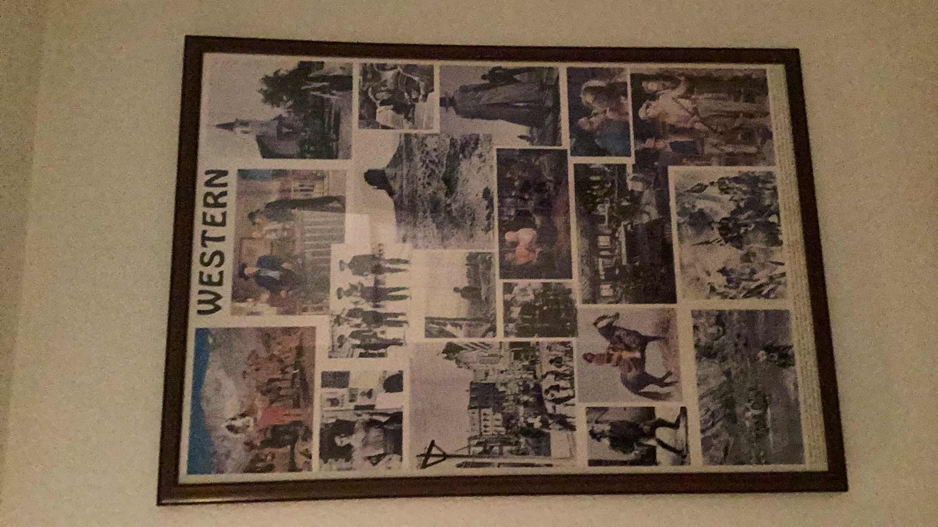 Photo 1 of LARGE VINTAGE WESTERN MOVIES SNAPSHOT COLLAGE 30” X H 41”