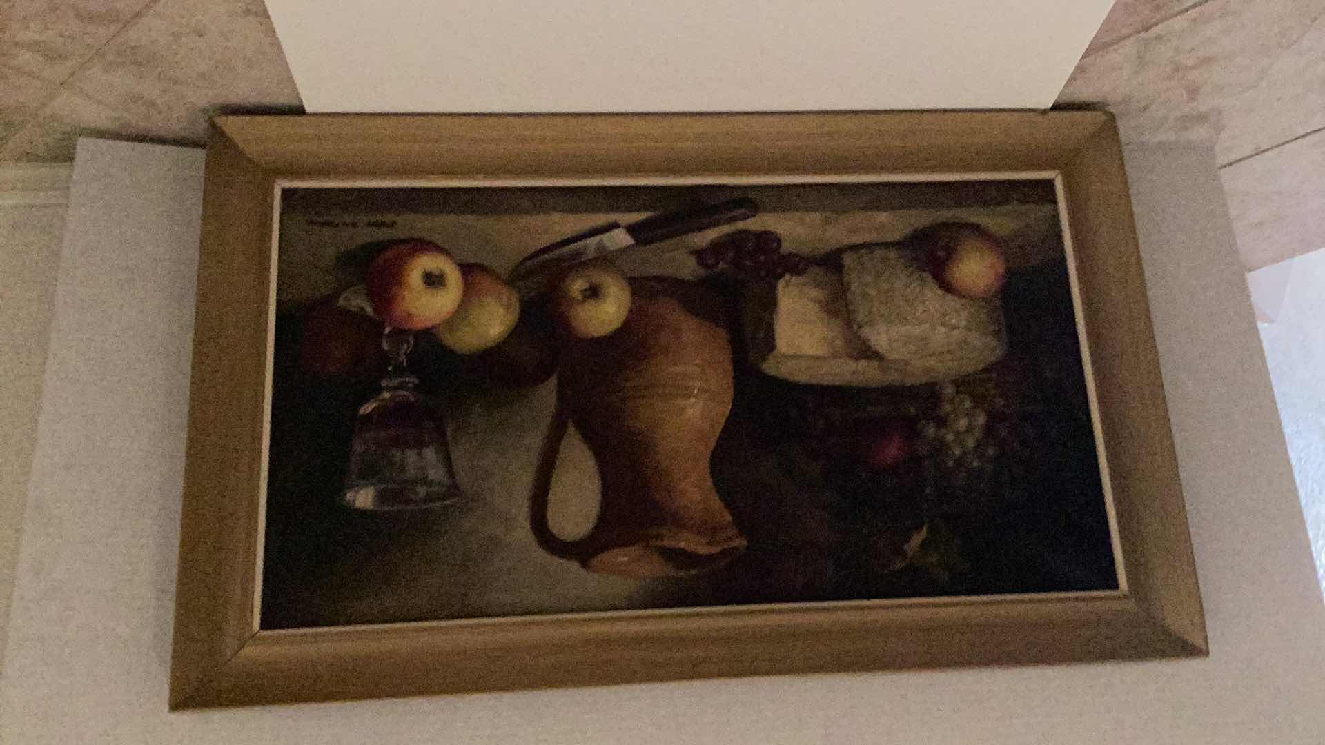 Photo 1 of IVAN ANTONIO FRUIT AND CHEESE OIL PAINTING 36” X H 32”