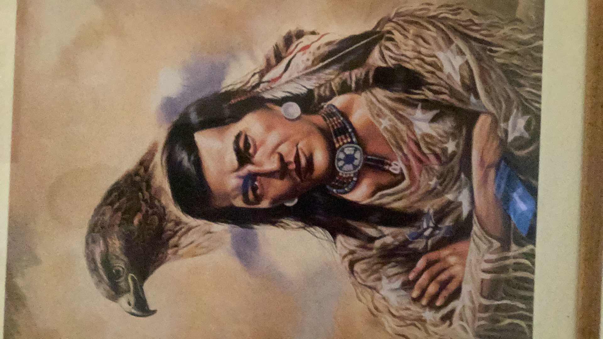 Photo 1 of VINTAGE GARY AMPEL NATIVE AMERICAN INDIAN PRINT 24” X H 31”
