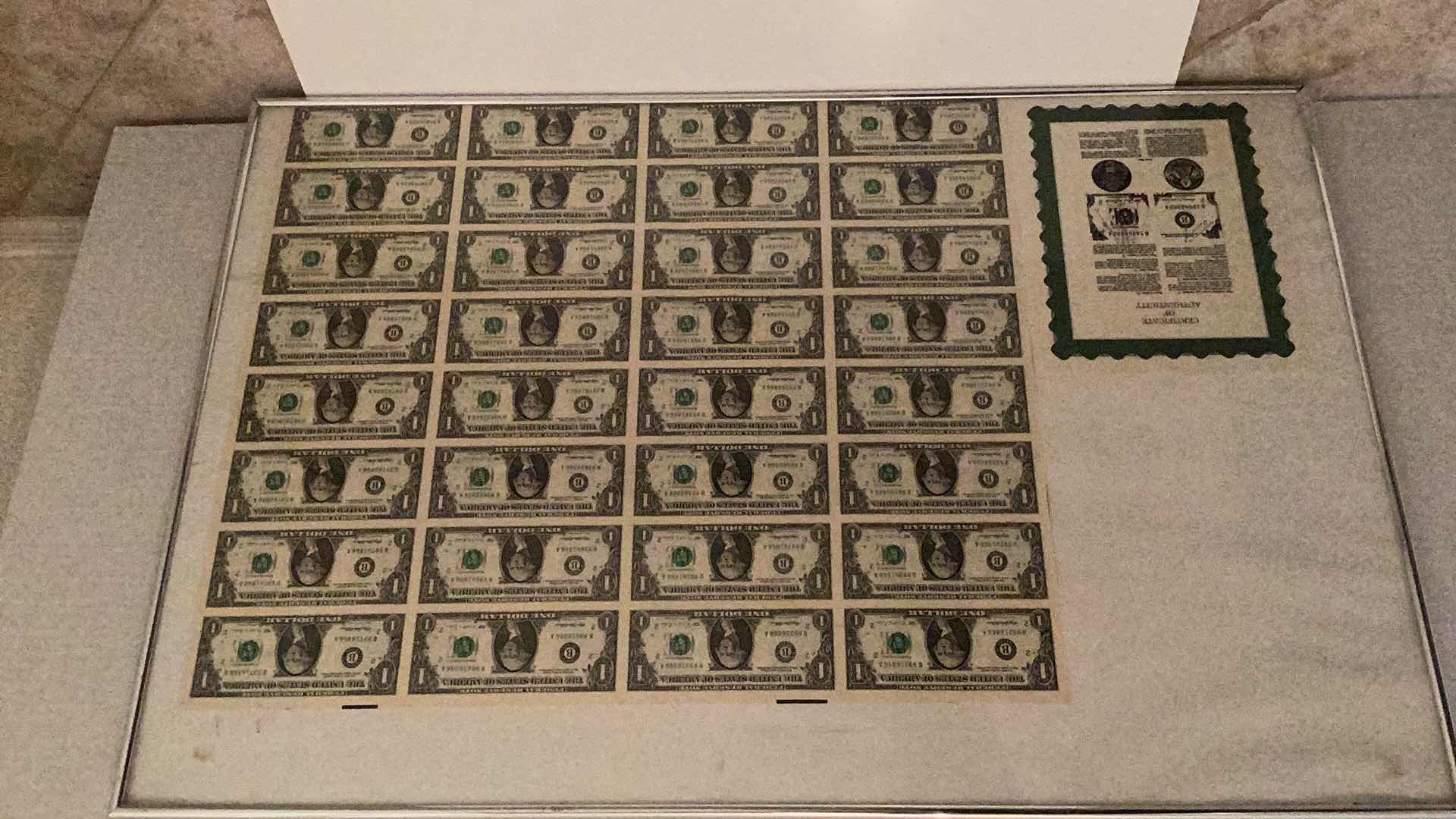 Photo 1 of ULTRA RARE UNCUT 1995 32 X $1 BILLS FROM U.S. TREASURY