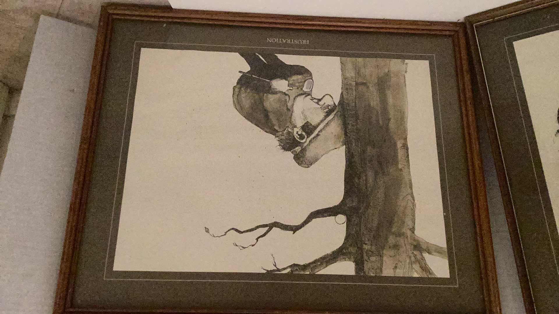 Photo 1 of TWO GARY PATTERSON HUMOROUS GOLF PRINTS: TEMPTATION AND FRUSTRATION 16” X H 23”