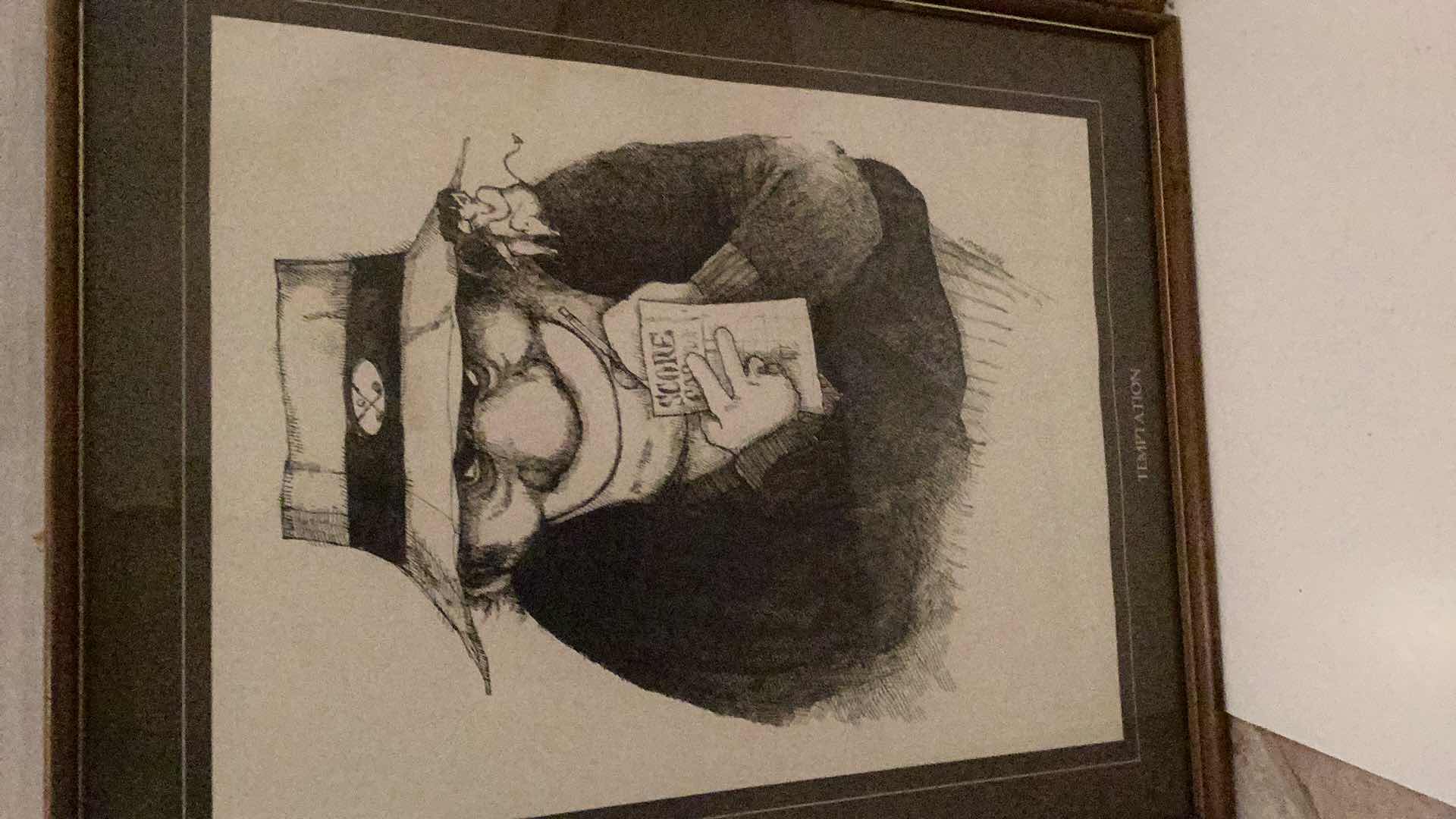 Photo 1 of TWO GARY PATTERSON HUMOROUS GOLF PRINTS: TEMPTATION AND FRUSTRATION 16” X H 23”