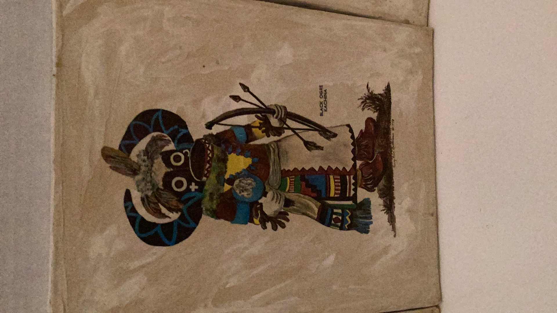 Photo 3 of THREE VINTAGE 1973 TERRY ANN LATTERMAN KACHINA OIL PAINTINGS 11” X H 14”