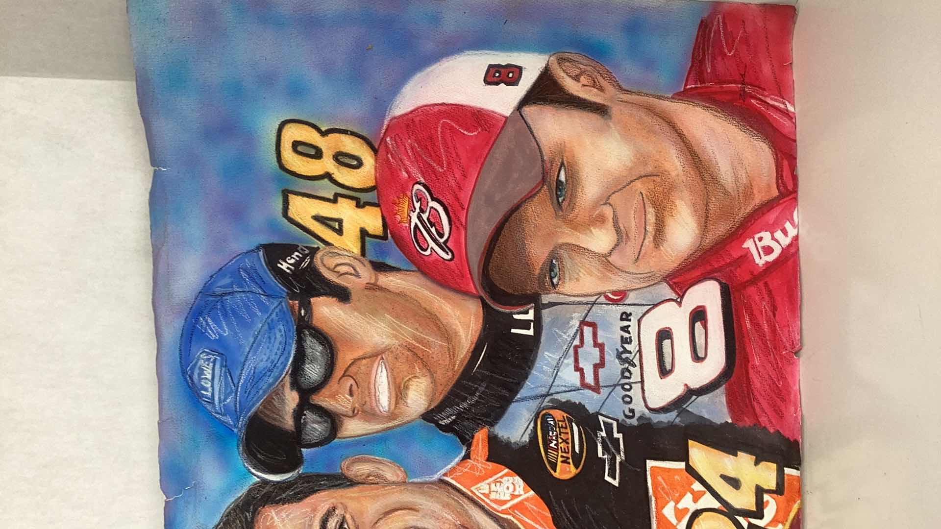 View 3 of LARGE HAND DRAWN NASCAR GREATS ARTWORK  BY REYNA 30” X H 22”