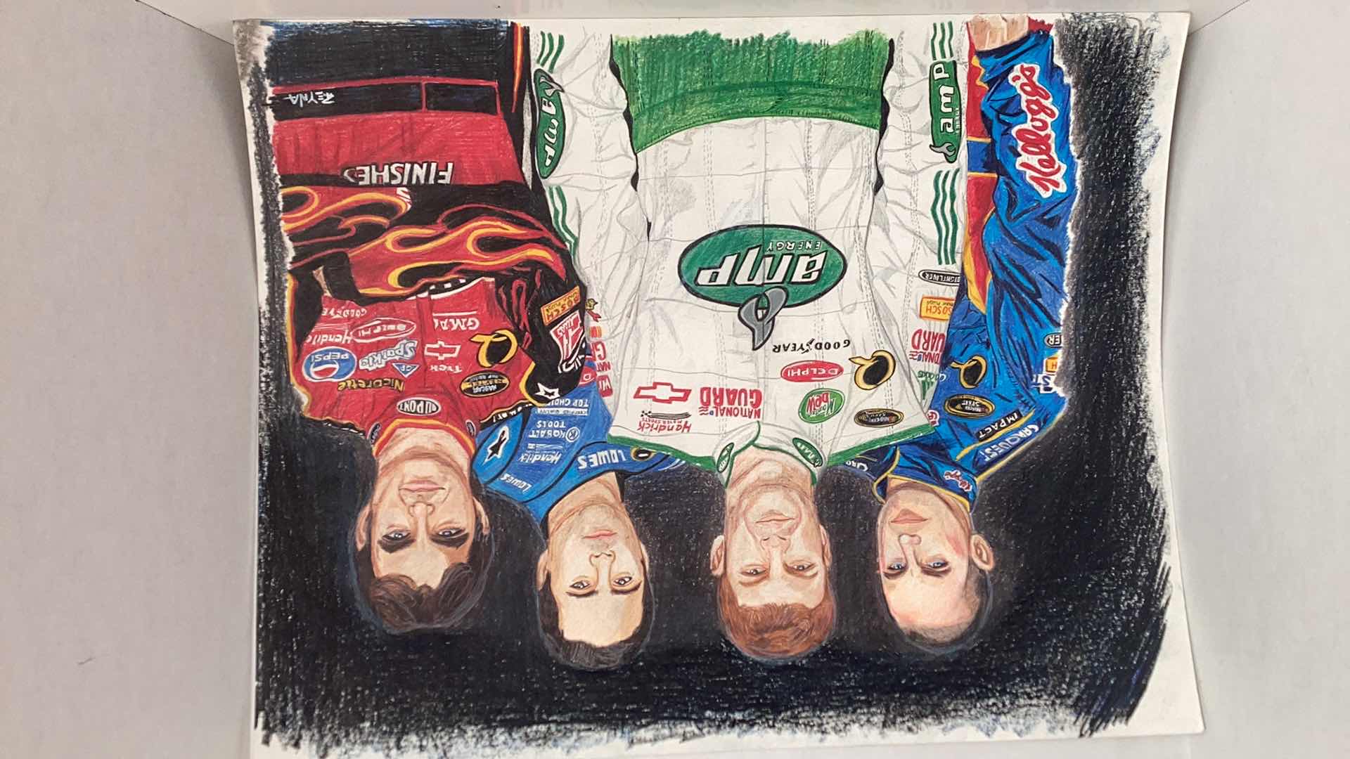 Photo 1 of NASCAR GREATS HAND DRAWN ARTWORK BY REYNA 24” X H 19”