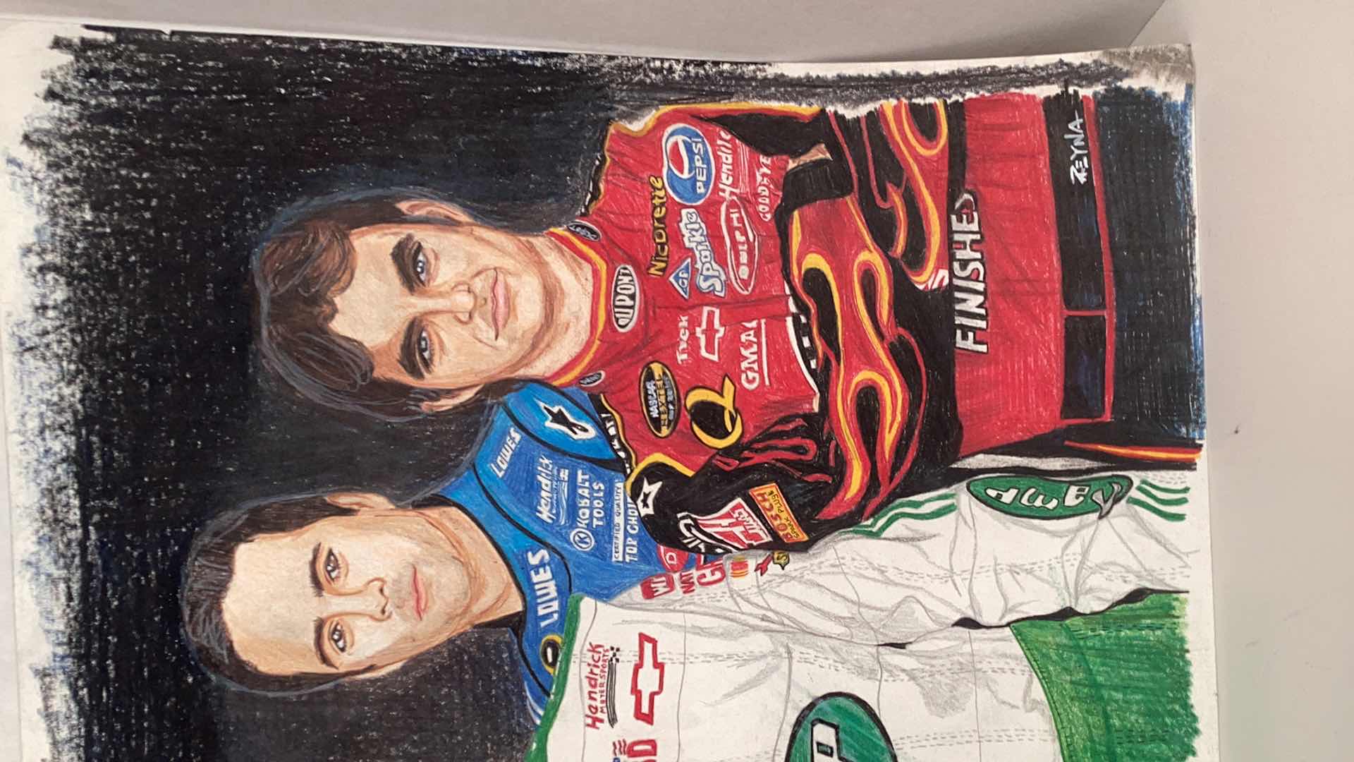 Photo 1 of NASCAR GREATS HAND DRAWN ARTWORK BY REYNA 24” X H 19”