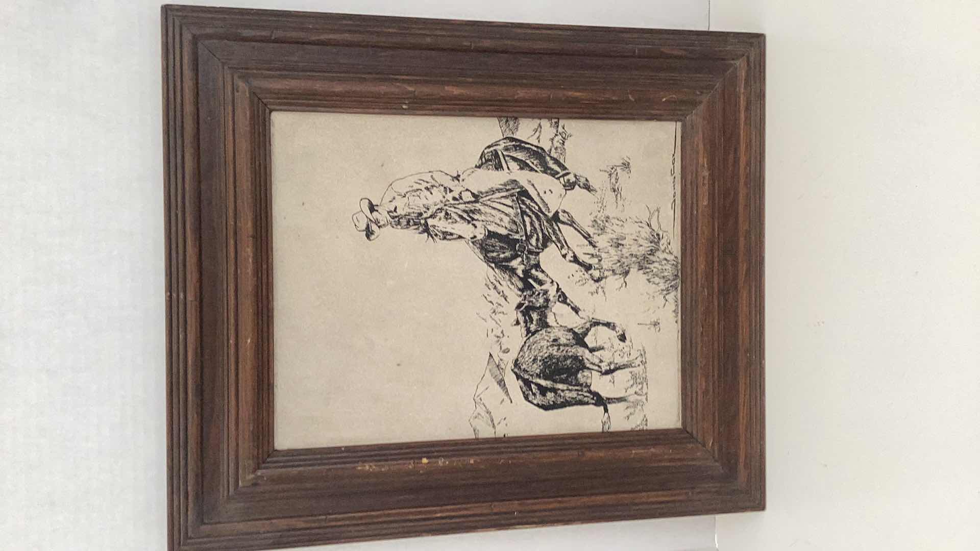 Photo 1 of JOHN COX RANCHER ON A LEATHER CANVAS 16” X H 19”