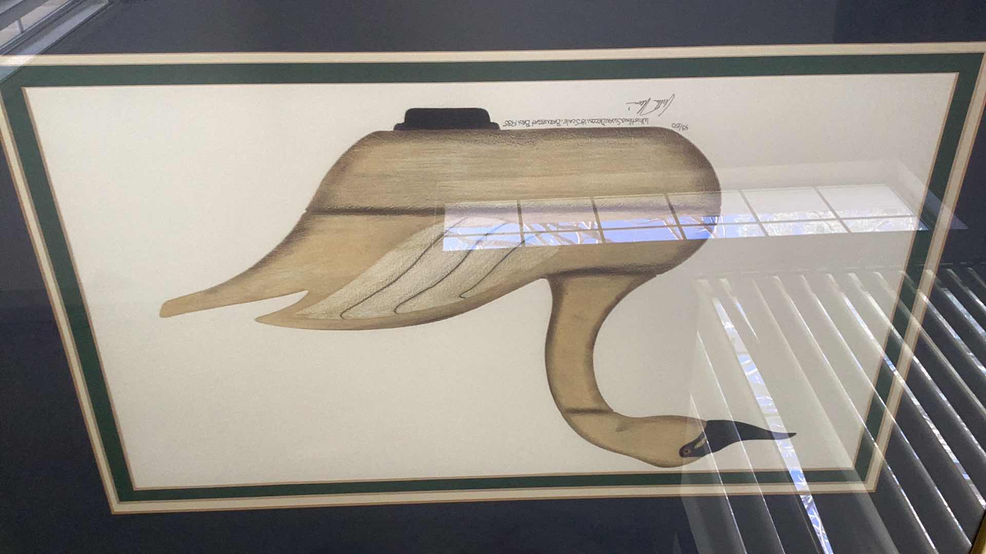 Photo 1 of VINTAGE 1935 ARTHUR NEVIN “WHISTLING SWAN DECOY” 43/150 PRINT 31” X H 22”