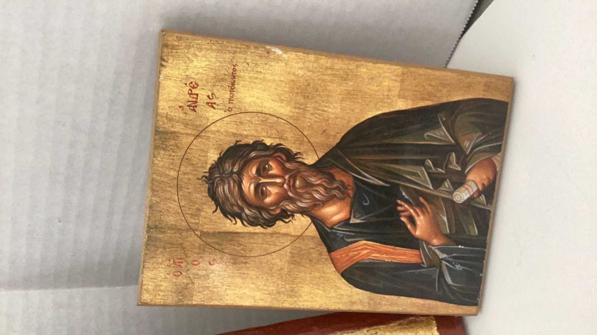 Photo 1 of FOUR RELIGIOUS PLAQUES: CHRIST WITH OPEN BOOK, SAINT ANTHONY, MADE IN GREECE 9” X H 12”