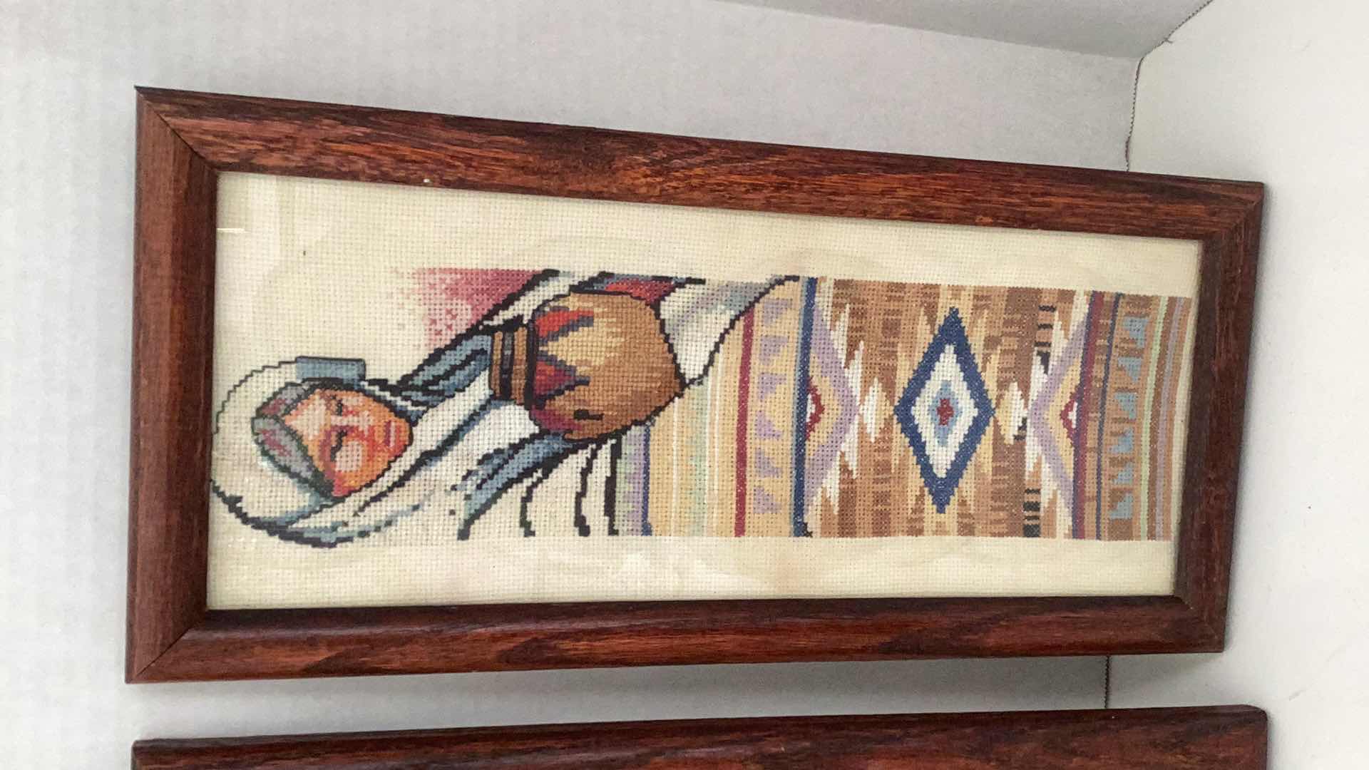 Photo 1 of TWO NEEDLEWORK AMERICAN INDIAN ART PIECES  8” X H 17”