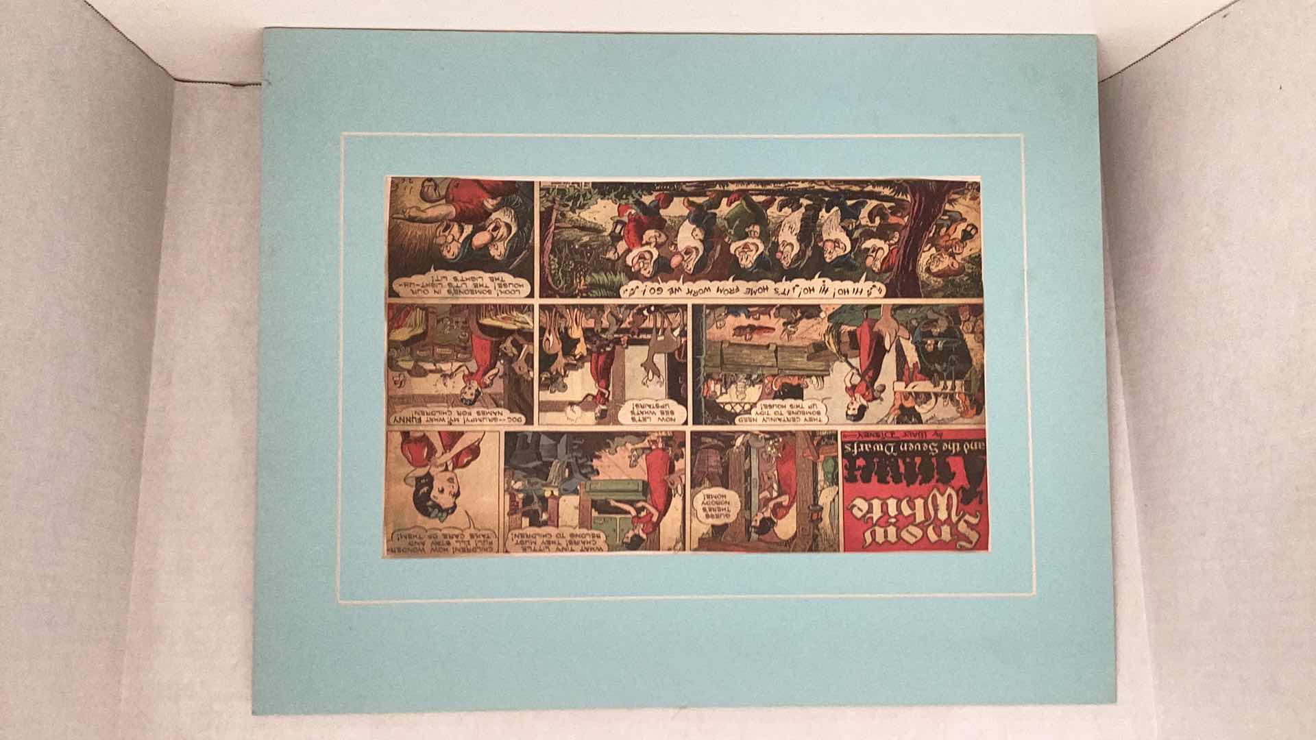 Photo 9 of VINTAGE 1937 WALT DISNEY “SNOW WHITE AND THE SEVEN DWARFS” MATTED ORIGINAL COLOR COMIC STRIP SET OF TWENTY 20” X H 16”