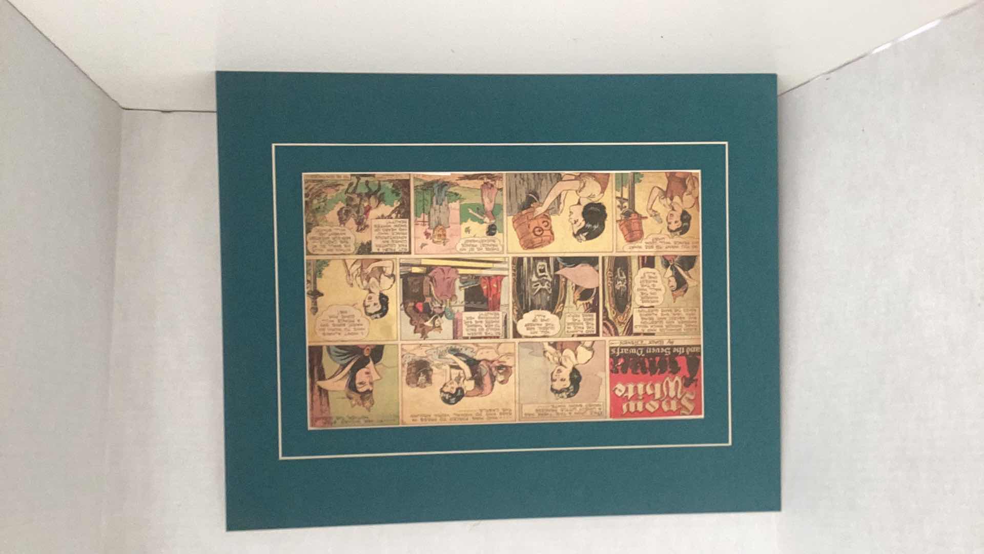 Photo 1 of VINTAGE 1937 WALT DISNEY “SNOW WHITE AND THE SEVEN DWARFS” MATTED ORIGINAL COLOR COMIC STRIP SET OF TWENTY 20” X H 16”