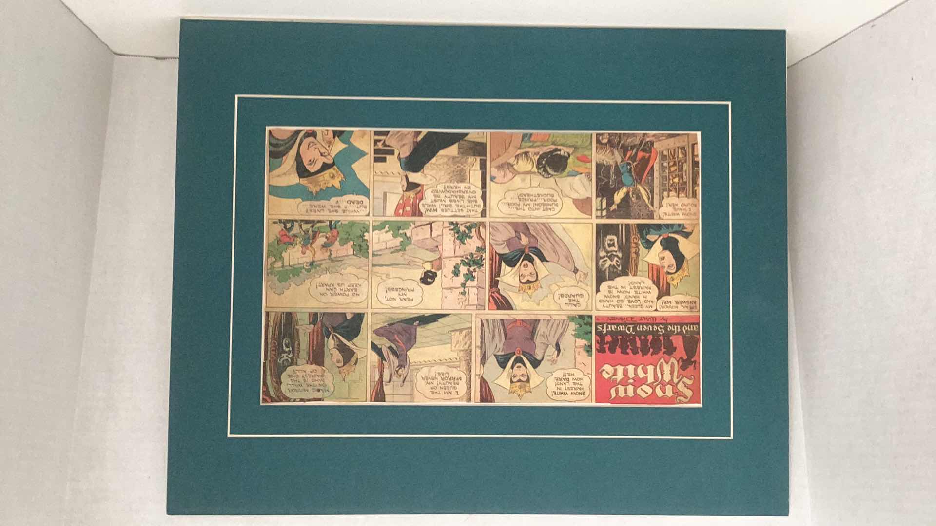 Photo 5 of VINTAGE 1937 WALT DISNEY “SNOW WHITE AND THE SEVEN DWARFS” MATTED ORIGINAL COLOR COMIC STRIP SET OF TWENTY 20” X H 16”